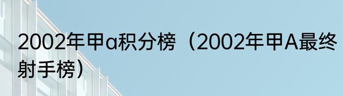2002年甲a积分榜（2002年甲A最终射手榜）