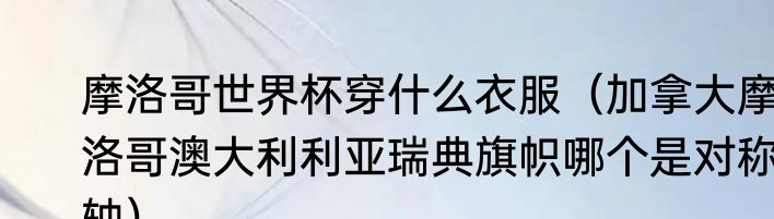摩洛哥世界杯穿什么衣服（加拿大摩洛哥澳大利利亚瑞典旗帜哪个是对称轴）