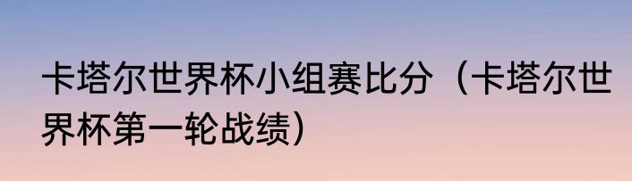 卡塔尔世界杯小组赛比分（卡塔尔世界杯第一轮战绩）