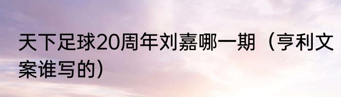 天下足球20周年刘嘉哪一期（亨利文案谁写的）