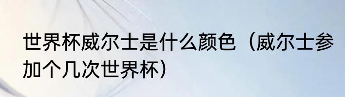 世界杯威尔士是什么颜色（威尔士参加个几次世界杯）