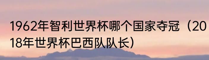 1962年智利世界杯哪个国家夺冠（2018年世界杯巴西队队长）