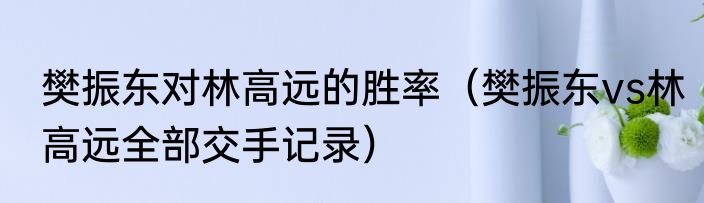 樊振东对林高远的胜率（樊振东vs林高远全部交手记录）