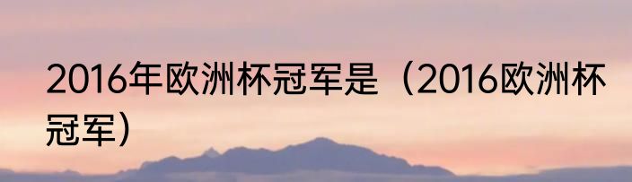 2016年欧洲杯冠军是（2016欧洲杯冠军）