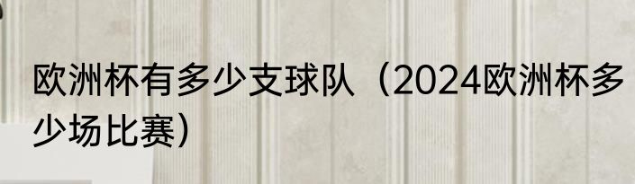 欧洲杯有多少支球队（2024欧洲杯多少场比赛）