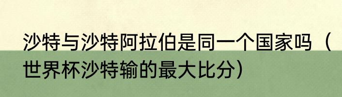 沙特与沙特阿拉伯是同一个国家吗（世界杯沙特输的最大比分）