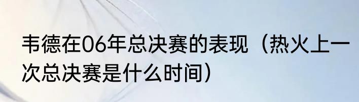 韦德在06年总决赛的表现（热火上一次总决赛是什么时间）