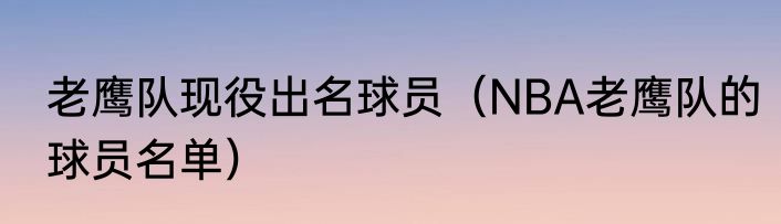老鹰队现役出名球员（NBA老鹰队的球员名单）