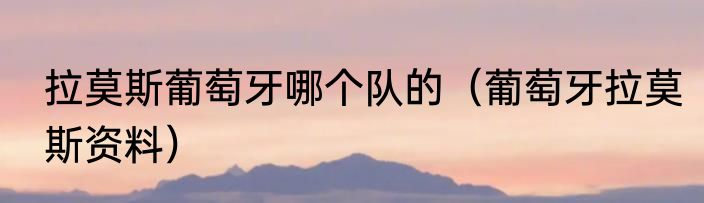 拉莫斯葡萄牙哪个队的（葡萄牙拉莫斯资料）