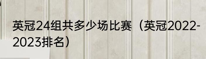 英冠24组共多少场比赛（英冠2022-2023排名）