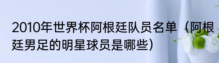 2010年世界杯阿根廷队员名单（阿根廷男足的明星球员是哪些）