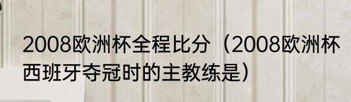 2008欧洲杯全程比分（2008欧洲杯西班牙夺冠时的主教练是）