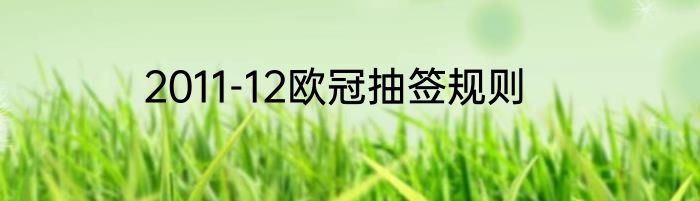 2011-12欧冠抽签规则