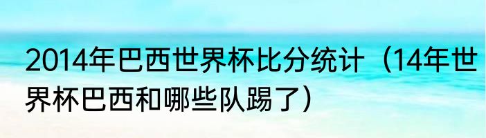 2014年巴西世界杯比分统计（14年世界杯巴西和哪些队踢了）