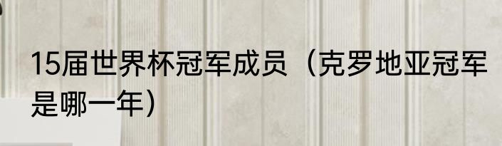 15届世界杯冠军成员（克罗地亚冠军是哪一年）