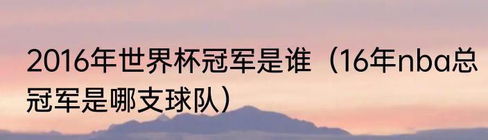 2016年世界杯冠军是谁（16年nba总冠军是哪支球队）