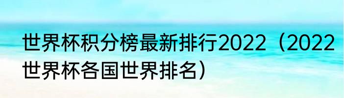 世界杯积分榜最新排行2022（2022世界杯各国世界排名）