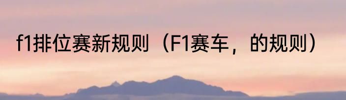 f1排位赛新规则（F1赛车，的规则）