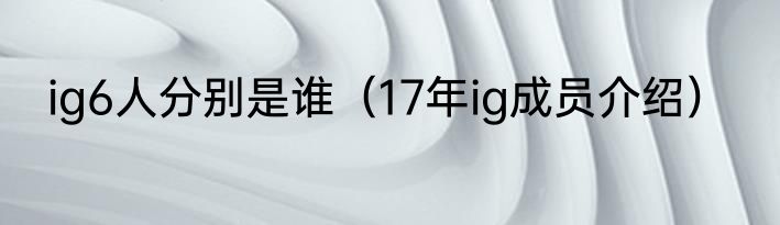 ig6人分别是谁（17年ig成员介绍）