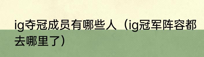 ig夺冠成员有哪些人（ig冠军阵容都去哪里了）