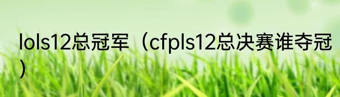 lols12总冠军（cfpls12总决赛谁夺冠）