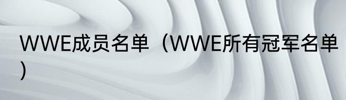 WWE成员名单（WWE所有冠军名单）