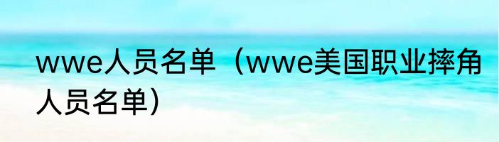 wwe人员名单（wwe美国职业摔角人员名单）