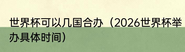 世界杯可以几国合办（2026世界杯举办具体时间）