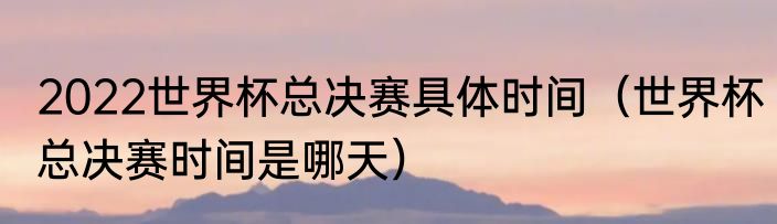 2022世界杯总决赛具体时间（世界杯总决赛时间是哪天）