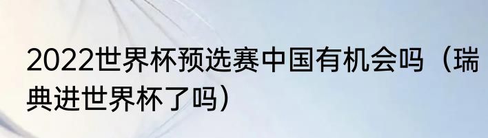 2022世界杯预选赛中国有机会吗（瑞典进世界杯了吗）