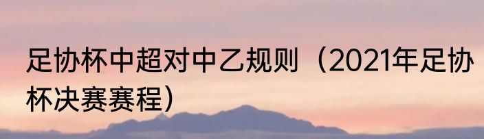 足协杯中超对中乙规则（2021年足协杯决赛赛程）