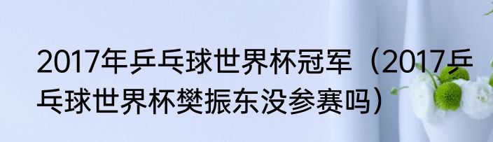 2017年乒乓球世界杯冠军（2017乒乓球世界杯樊振东没参赛吗）