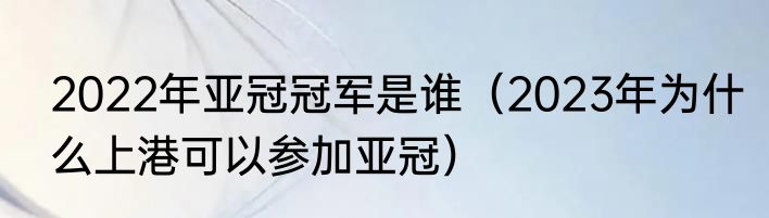 2022年亚冠冠军是谁（2023年为什么上港可以参加亚冠）