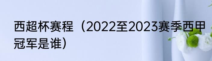西超杯赛程（2022至2023赛季西甲冠军是谁）