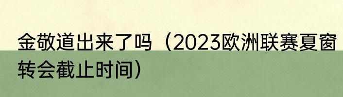 金敬道出来了吗（2023欧洲联赛夏窗转会截止时间）