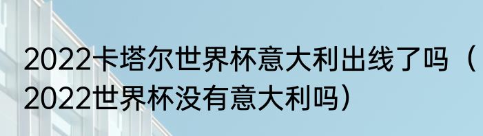 2022卡塔尔世界杯意大利出线了吗（2022世界杯没有意大利吗）