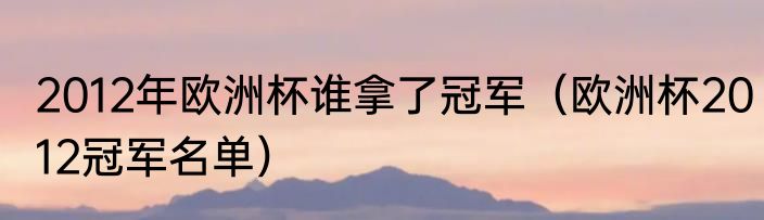 2012年欧洲杯谁拿了冠军（欧洲杯2012冠军名单）