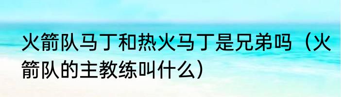 火箭队马丁和热火马丁是兄弟吗（火箭队的主教练叫什么）