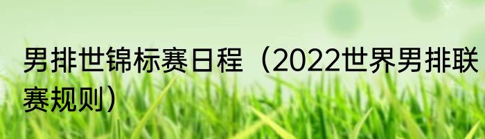 男排世锦标赛日程（2022世界男排联赛规则）
