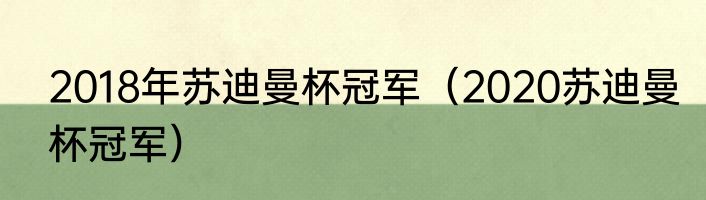 2018年苏迪曼杯冠军（2020苏迪曼杯冠军）