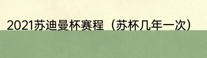 2021苏迪曼杯赛程（苏杯几年一次）
