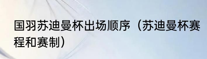 国羽苏迪曼杯出场顺序（苏迪曼杯赛程和赛制）