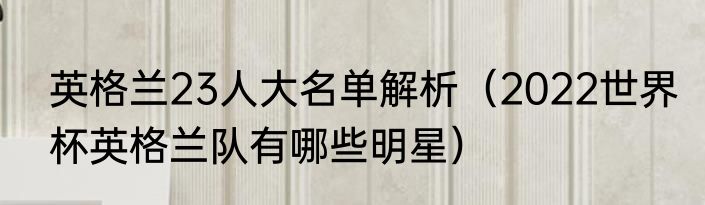 英格兰23人大名单解析（2022世界杯英格兰队有哪些明星）