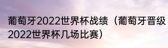 葡萄牙2022世界杯战绩（葡萄牙晋级2022世界杯几场比赛）