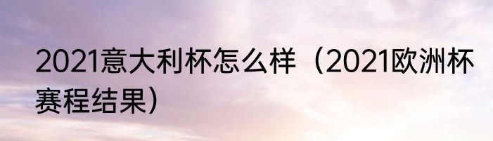2021意大利杯怎么样（2021欧洲杯赛程结果）