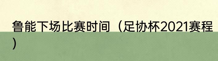 鲁能下场比赛时间（足协杯2021赛程）