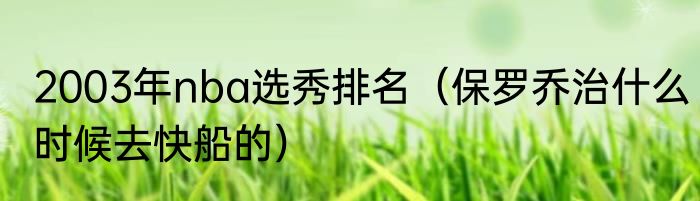2003年nba选秀排名（保罗乔治什么时候去快船的）
