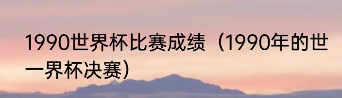 1990世界杯比赛成绩(1990年的世一界杯决赛)
