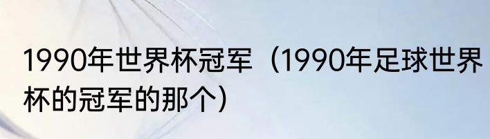 1990年世界杯冠军（1990年足球世界杯的冠军的那个）