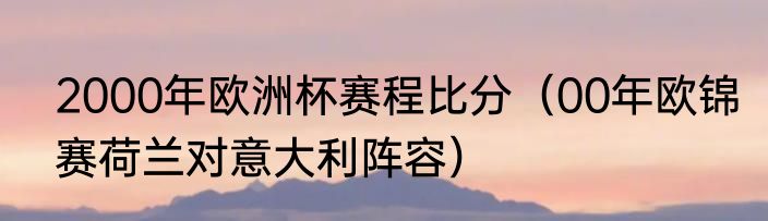 2000年欧洲杯赛程比分（00年欧锦赛荷兰对意大利阵容）
